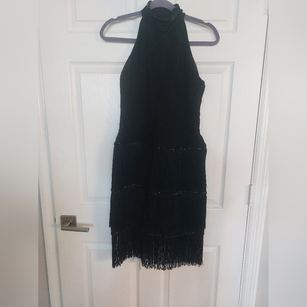 Black Halter Sheath Cocktail Dress